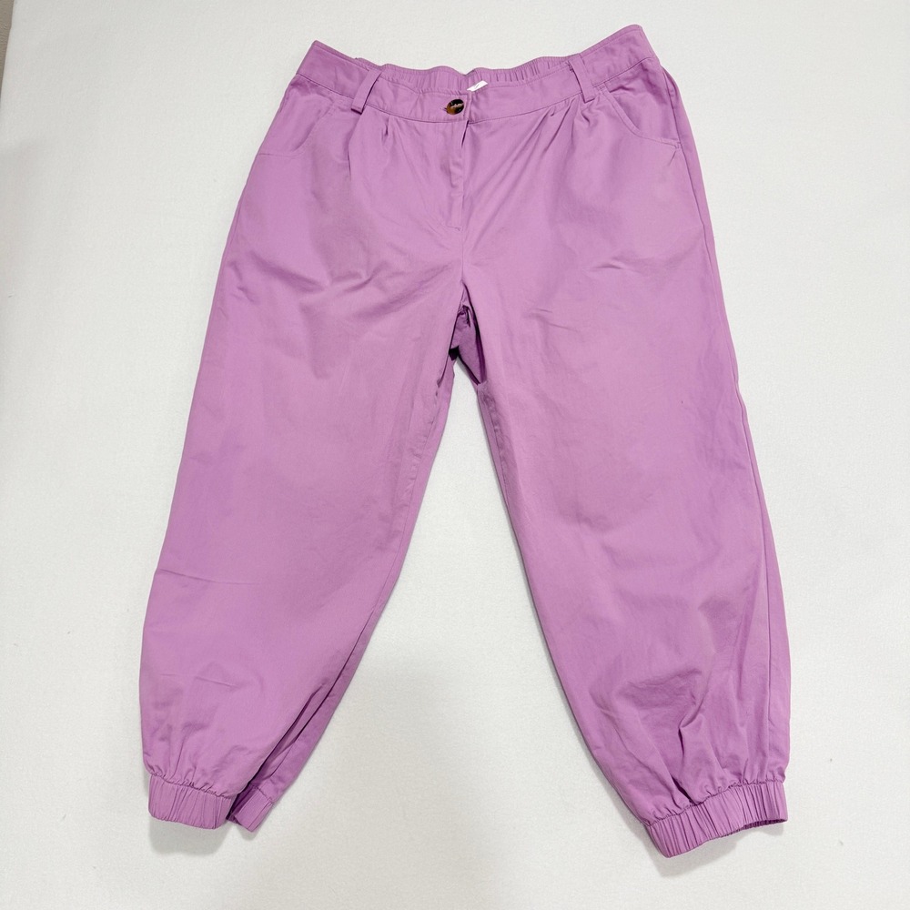Halara Joggers XL Lilac Rose Cotton‎ High Rise Elastic Waist Tapered Ankle
